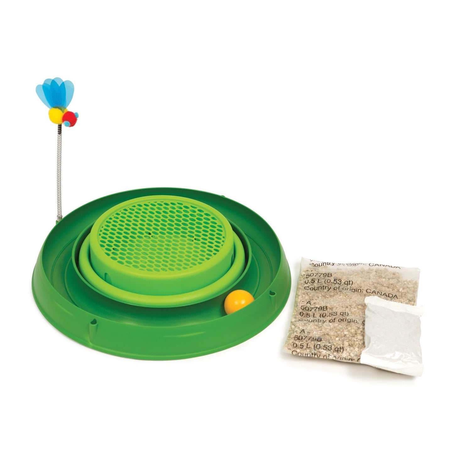 Play Circuit Ball Toy With Cat Grass