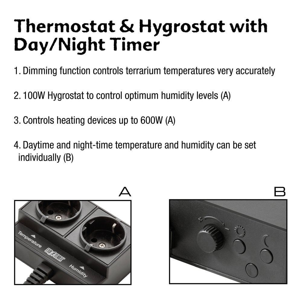600W Thermostat And 100W Hygrostat With Day/Night Timer