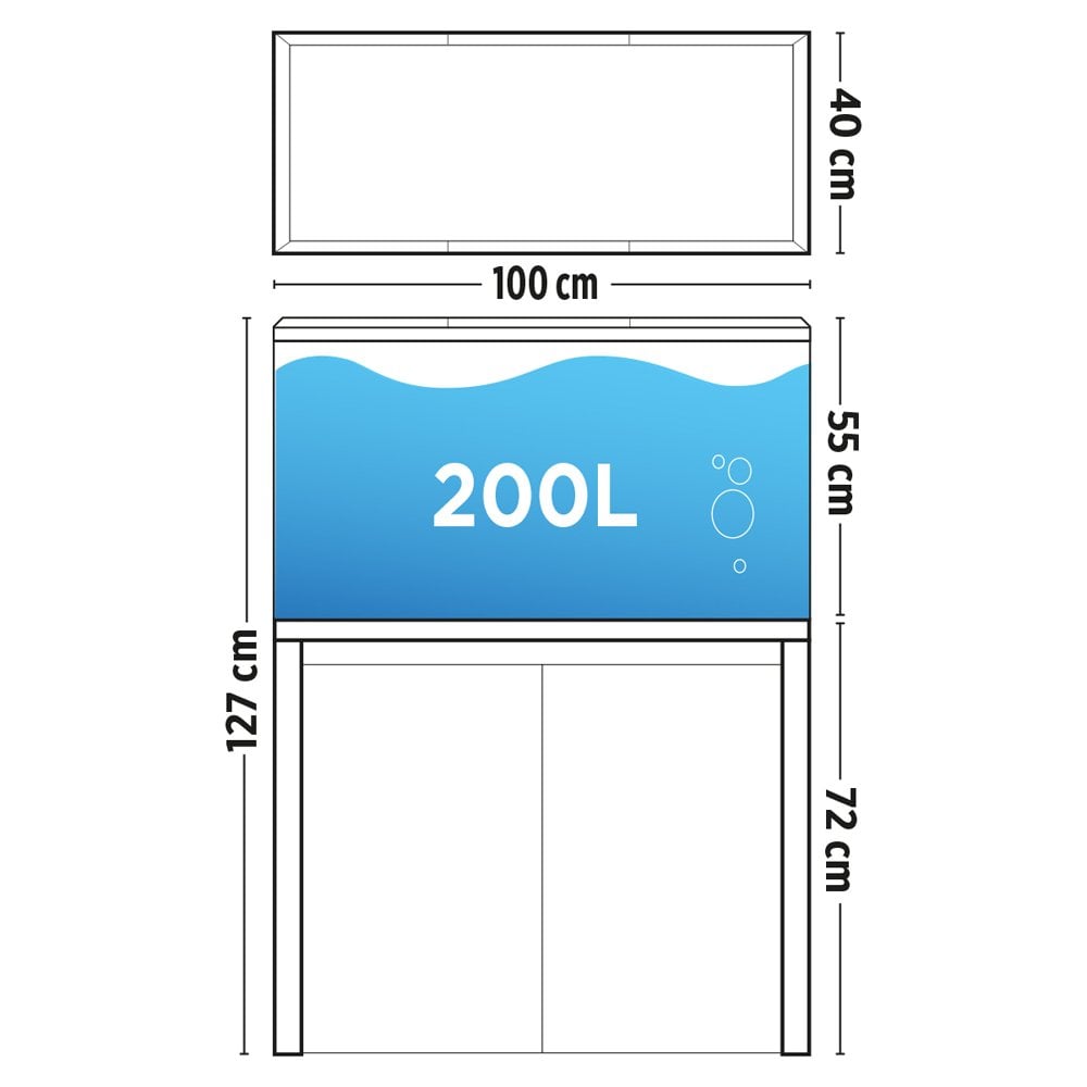 Roma 200 Bluetooth LED Aquarium & Cabinet Set - Black