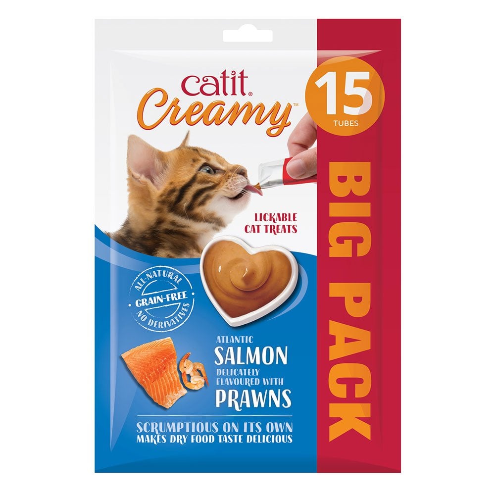 Creamy Lickable Cat Treats - Salmon & Prawns (15pk)
