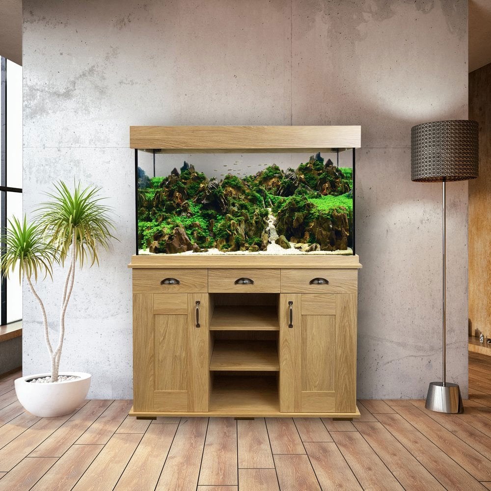 Shaker 345L Aquarium & Cabinet With FREE Bundle - Hampshire Oak