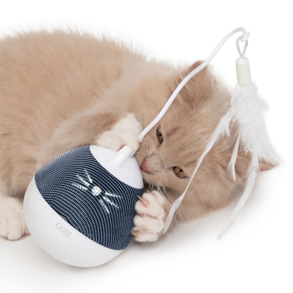 Pixi Spinner Cat Toy - White & Blue