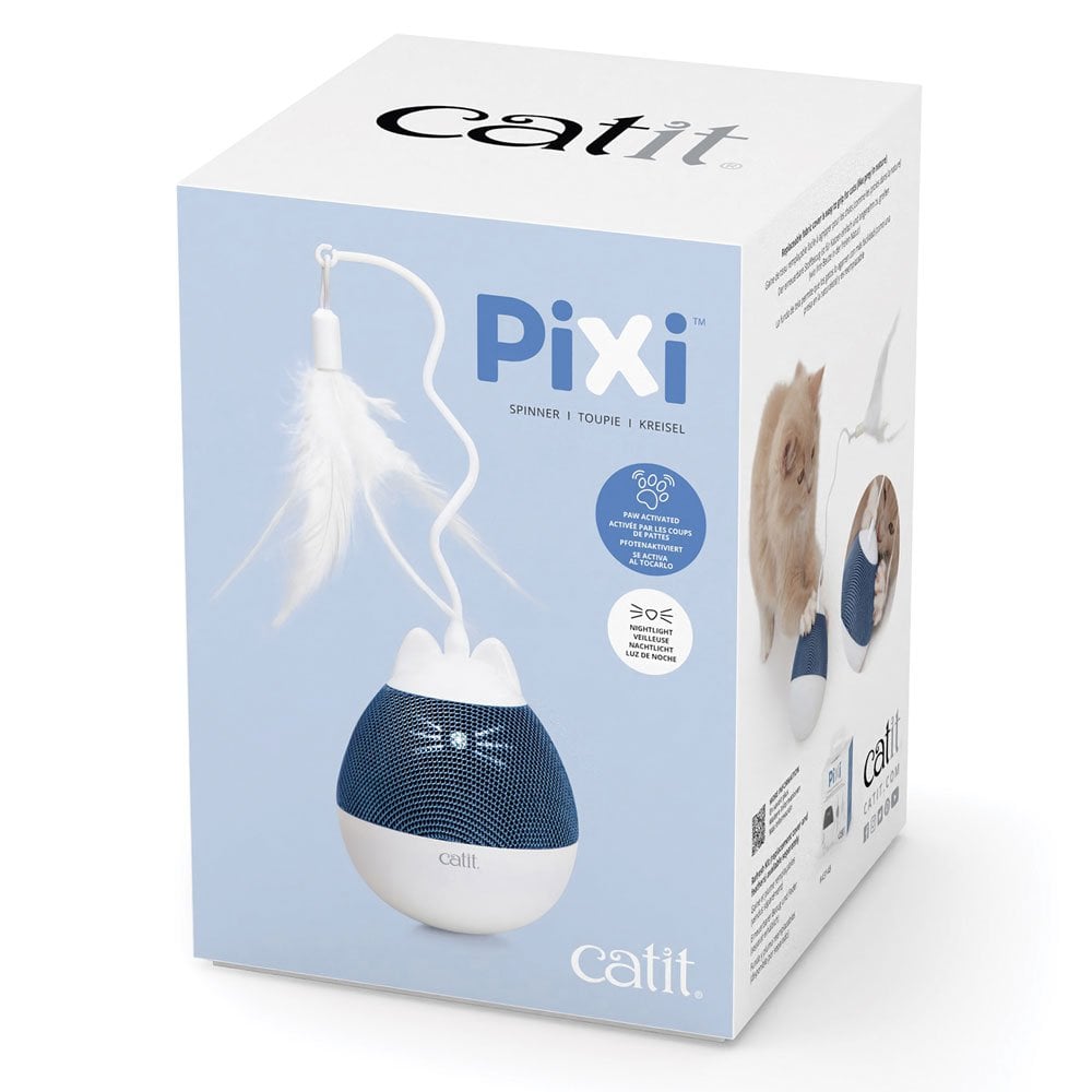 Pixi Spinner Cat Toy - White & Blue