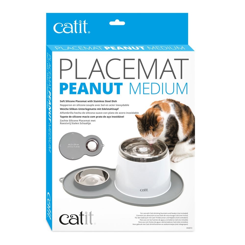 Peanut Placemat With Food Bowl - Grey