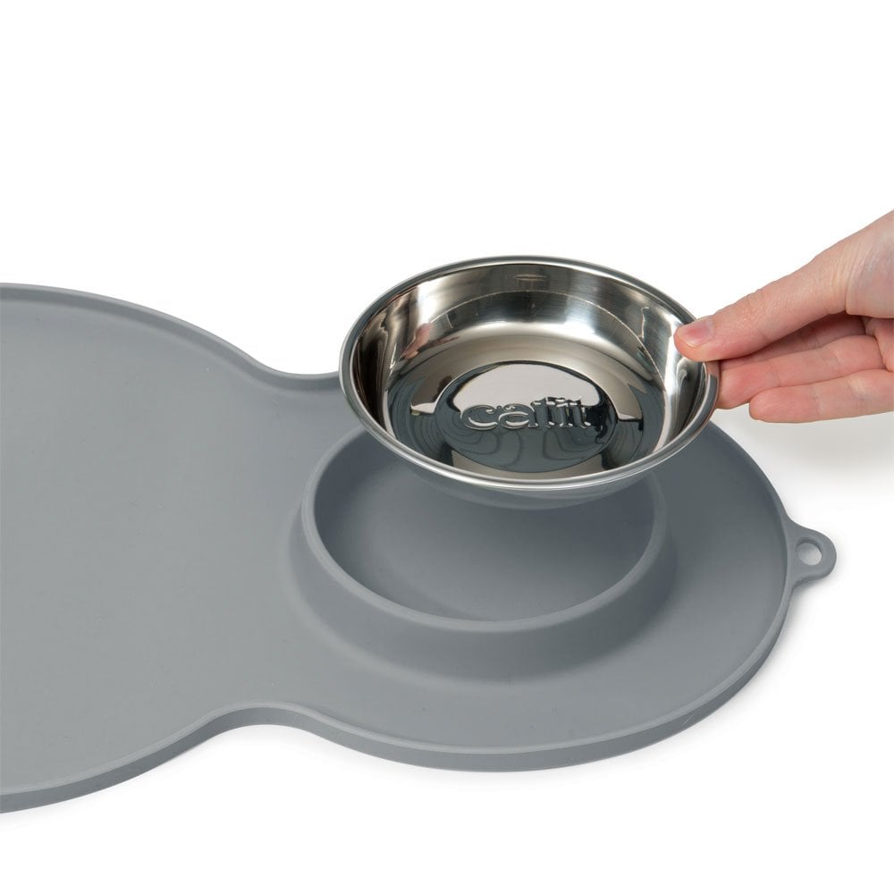 Peanut Placemat With Food Bowl - Grey