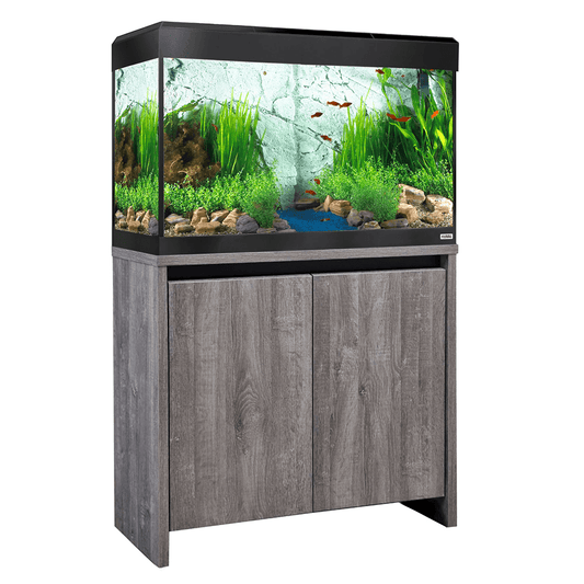 Roma 125 Bluetooth LED Aquarium & Cabinet Set - Grey White River Oak