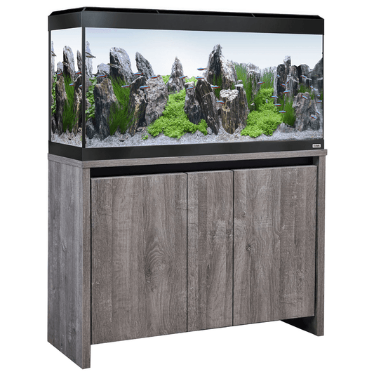 Roma 200 Bluetooth LED Aquarium & Cabinet Set - Grey White River Oak
