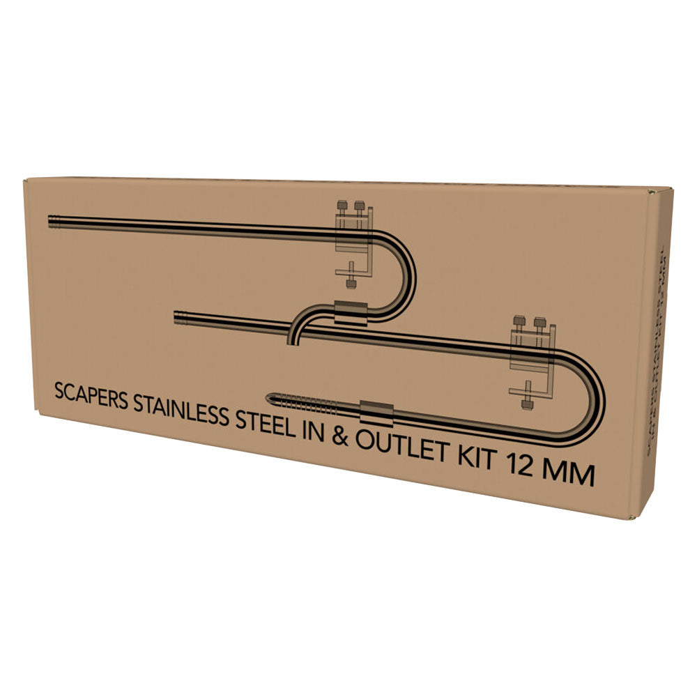 Scapers Stainless Steel Inlet/Outlet Kit 12mm