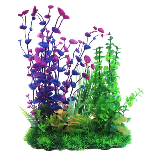 Purple & Green Combi Plastic Plant 33cm
