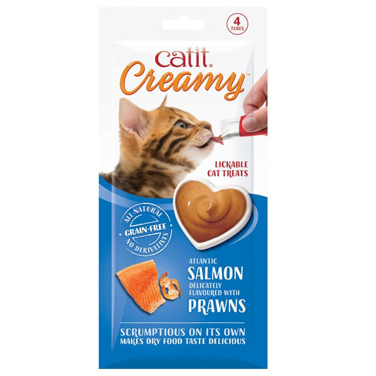 Creamy Lickable Cat Treats - Salmon & Prawns (4pk)