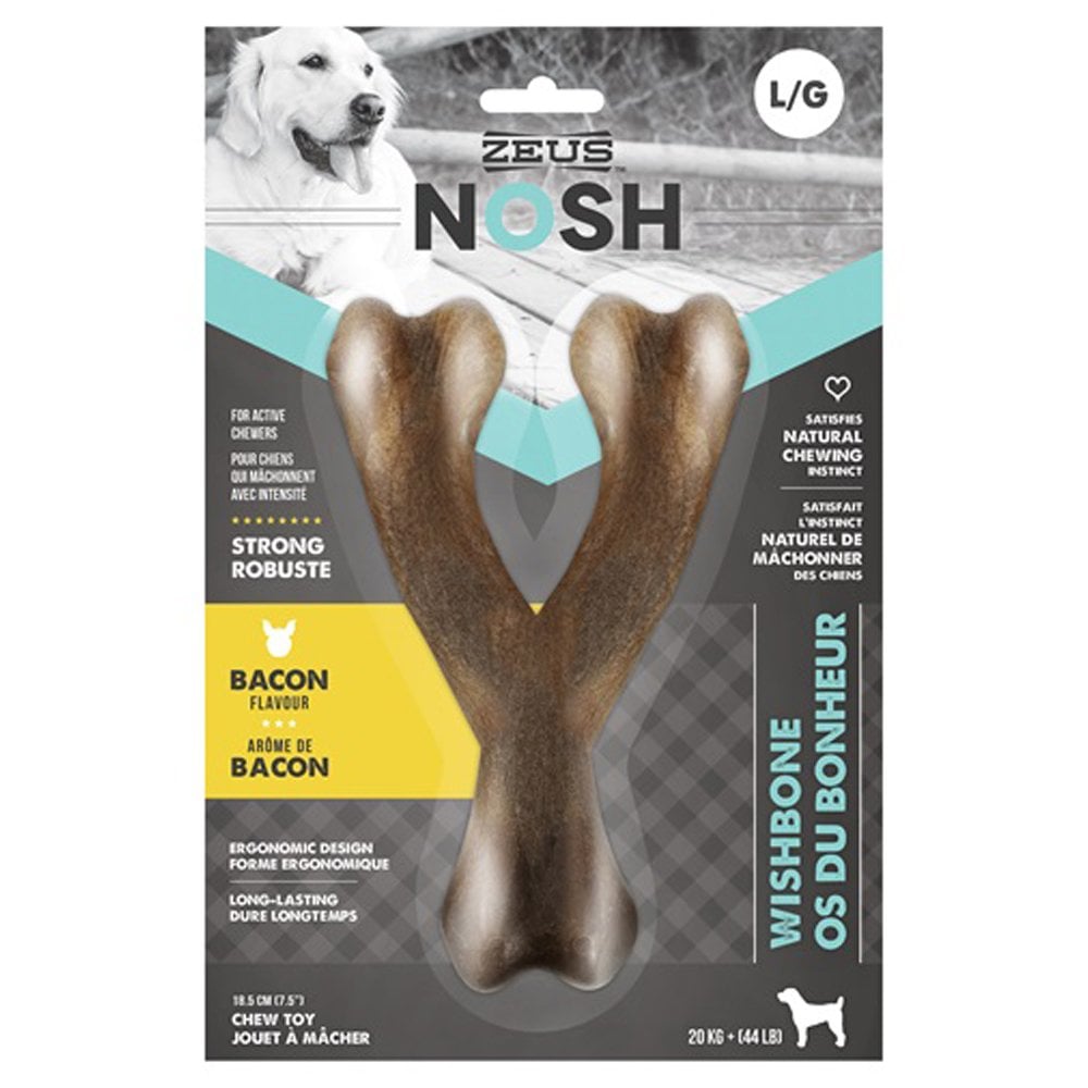 Zeus NOSH Strong Wishbone Chew Toy - Bacon Flavour