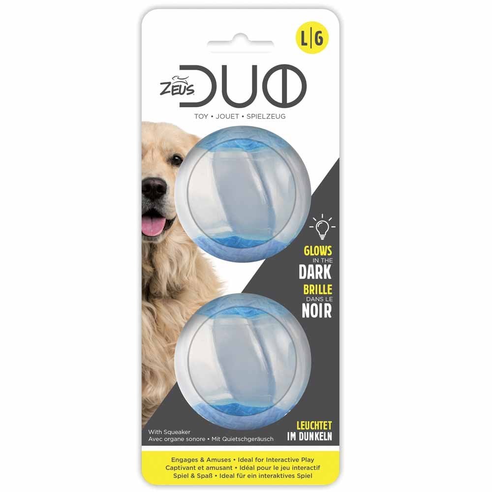 Zeus Duo Ball With Squeaker & Glo (2pk)