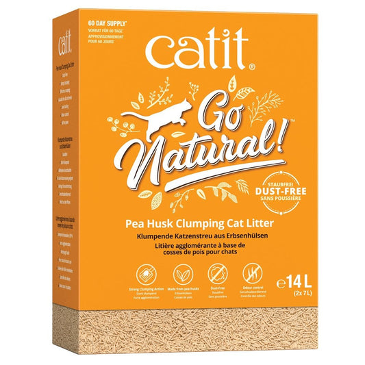 Go Natural Pea Husk Clumping Cat Litter - Vanilla Scented 14L