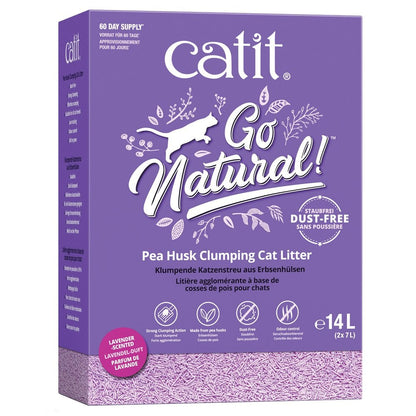Go Natural Pea Husk Clumping Cat Litter - Lavender Scented 14L