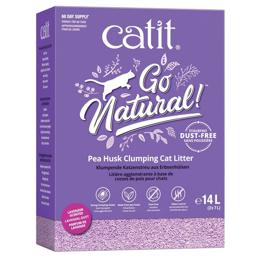 Go Natural Pea Husk Clumping Cat Litter - Lavender Scented 14L