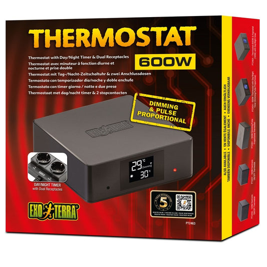 600W Dimming/Pulse Proportional Thermostat With Day/Night Timer And Dual Receptacles