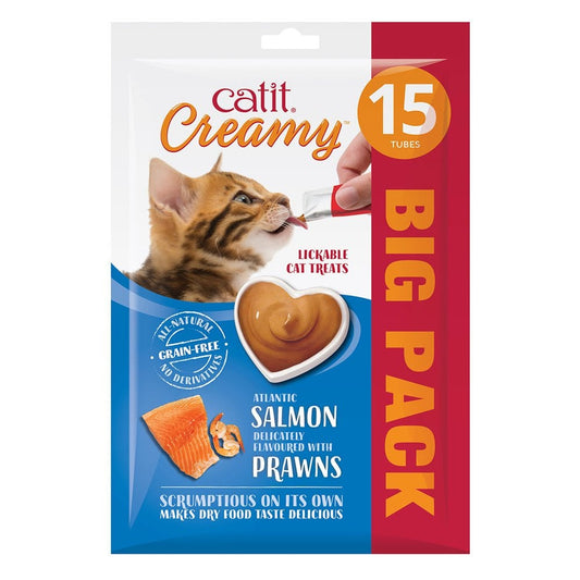 Creamy Lickable Cat Treats - Salmon & Prawns (15pk)