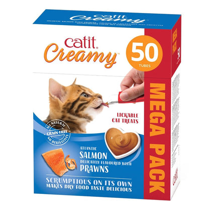 Creamy Lickable Cat Treats - Salmon & Prawns (50pk)