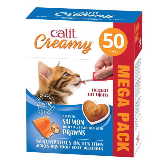 Creamy Lickable Cat Treats - Salmon & Prawns (50pk)