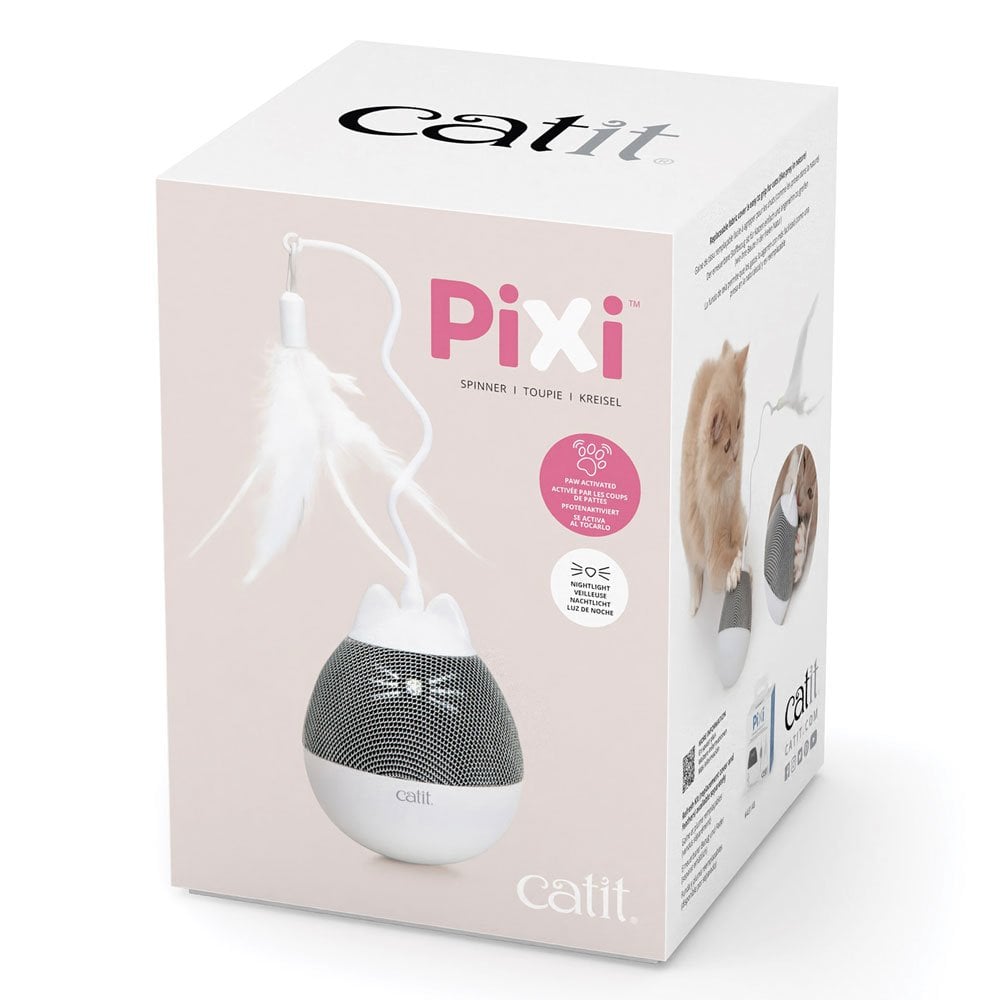 Pixi Spinner Cat Toy - White & Grey