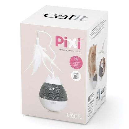 Pixi Spinner Cat Toy - White & Grey