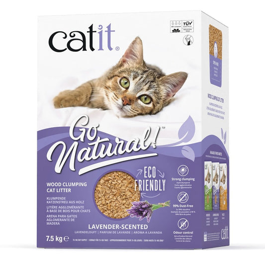 Go Natural Wood Clumping Cat Litter 7.5kg - Lavender
