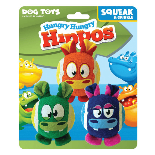 Hungry Hungry Hippos Squeak & Crinkle Tennis Balls 2.5in (3pk)