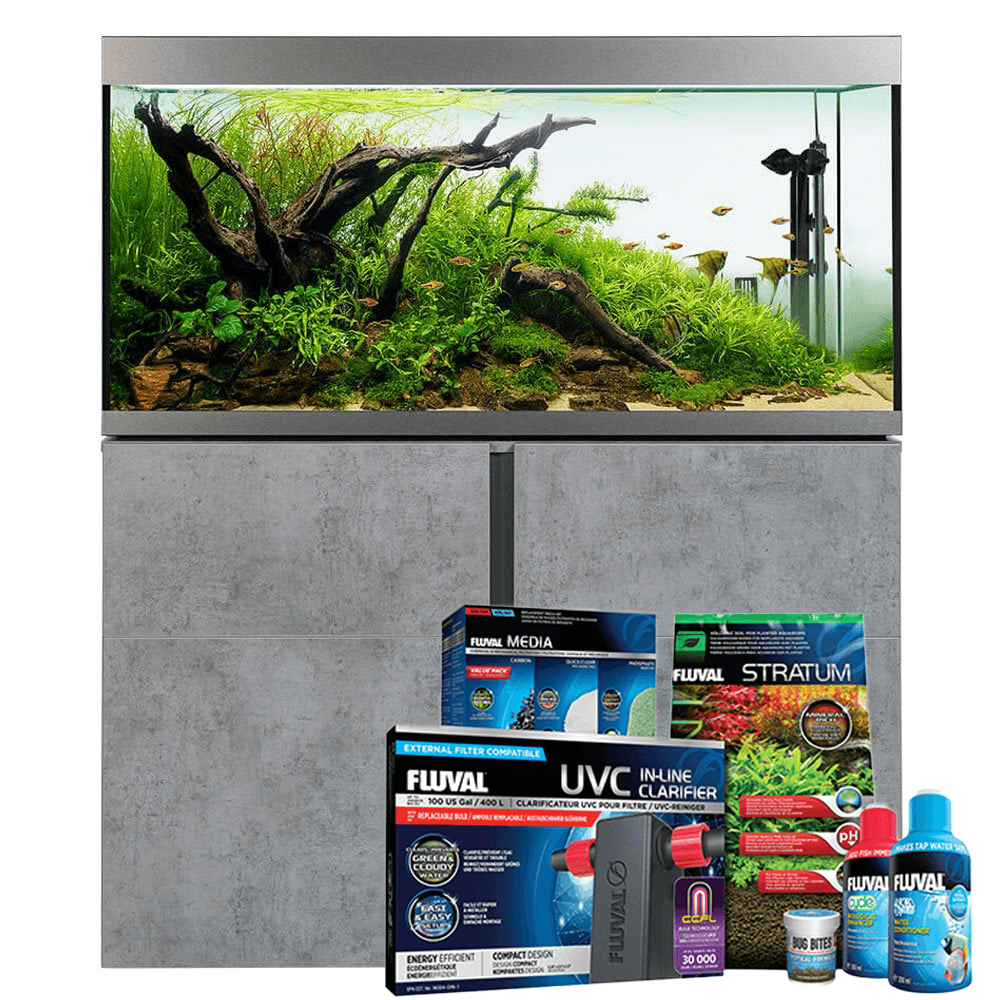 Siena 332L Aquarium & Cabinet Set With FREE Bundle - Concrete