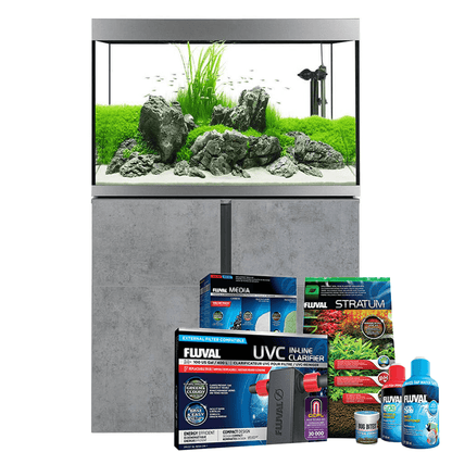 Siena 272L Aquarium & Cabinet Set With FREE Bundle - Concrete
