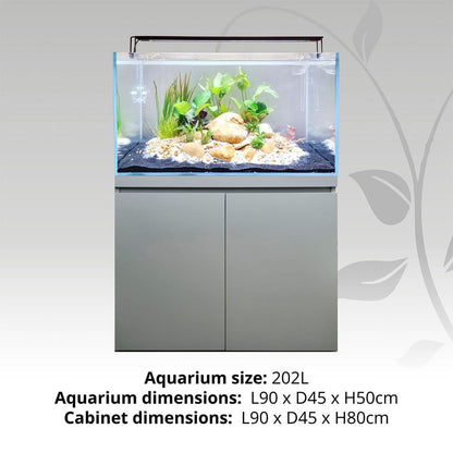 Visi-White 90 Aquascaping Aquarium & Cabinet Set - Dusty Grey