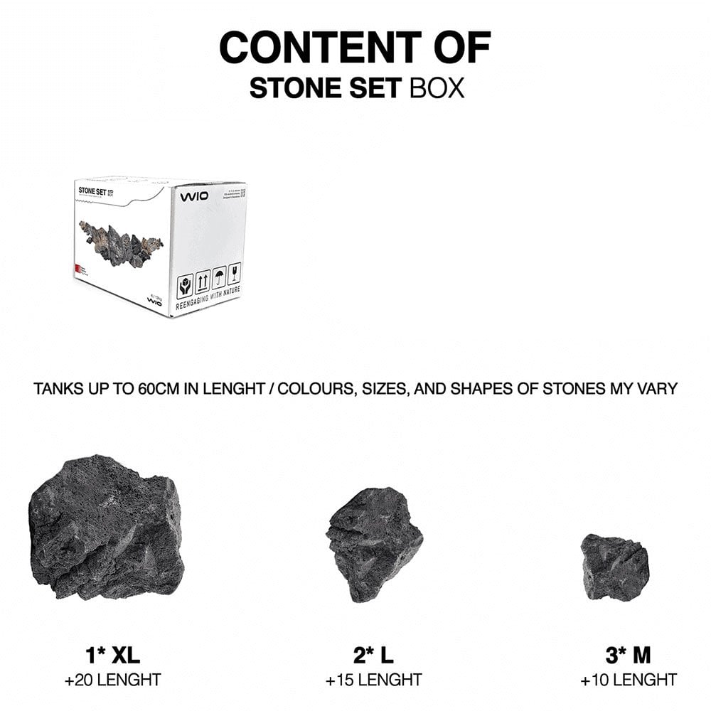 Wio Darwin Black Lava Stone Box Set 6Kg - Pond Planet