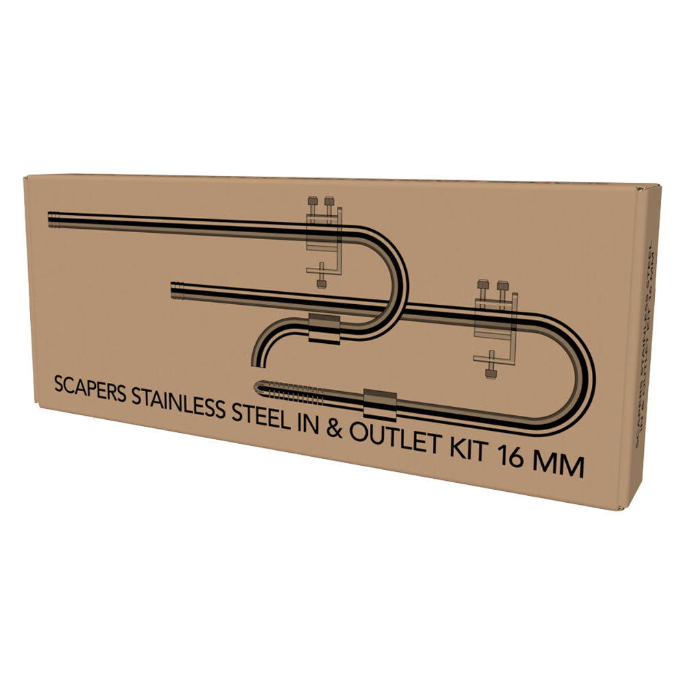 Scapers Stainless Steel Inlet/Outlet Kit 16mm