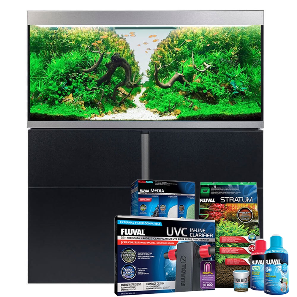 Siena 332L Aquarium & Cabinet Set With FREE Bundle - Black