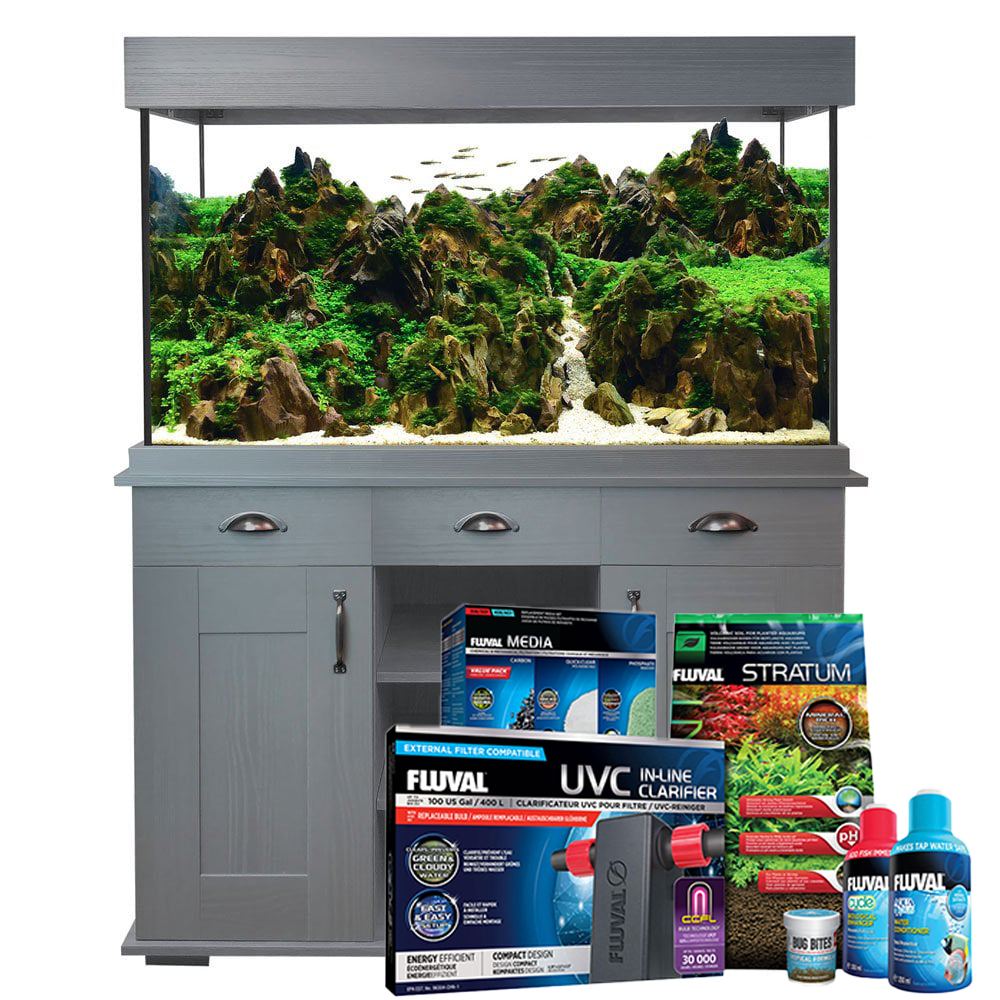 Shaker 345L Aquarium & Cabinet With FREE Bundle - Slate Grey