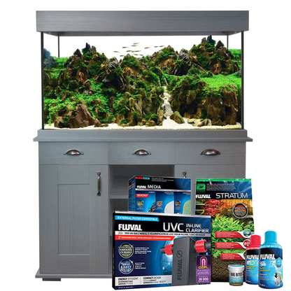 Shaker 345L Aquarium & Cabinet With FREE Bundle - Slate Grey